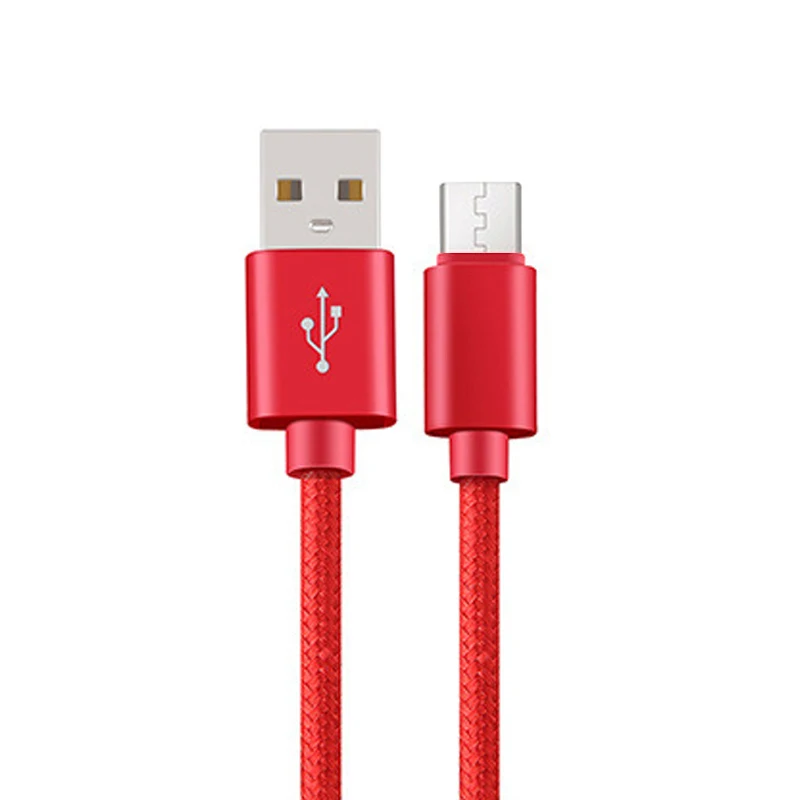 Красный Нейлоновый Кабель Micro-USB в оплетке 3.1A Быстрая зарядка данных зарядное устройство microusb шнур для samsung Xiaomi htc Android телефон кабели 1 м 2 м 3 м - Цвет: Красный