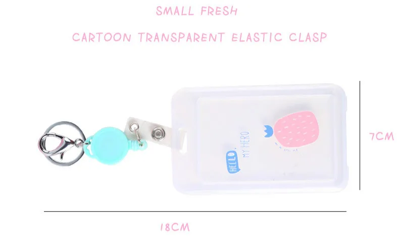 Мультяшный прозрачный выдвижной держатель для карт, модный брелок с принтом, эластичный растягивающийся ремешок, ID, имя, бирка, карта, чехол для девочки