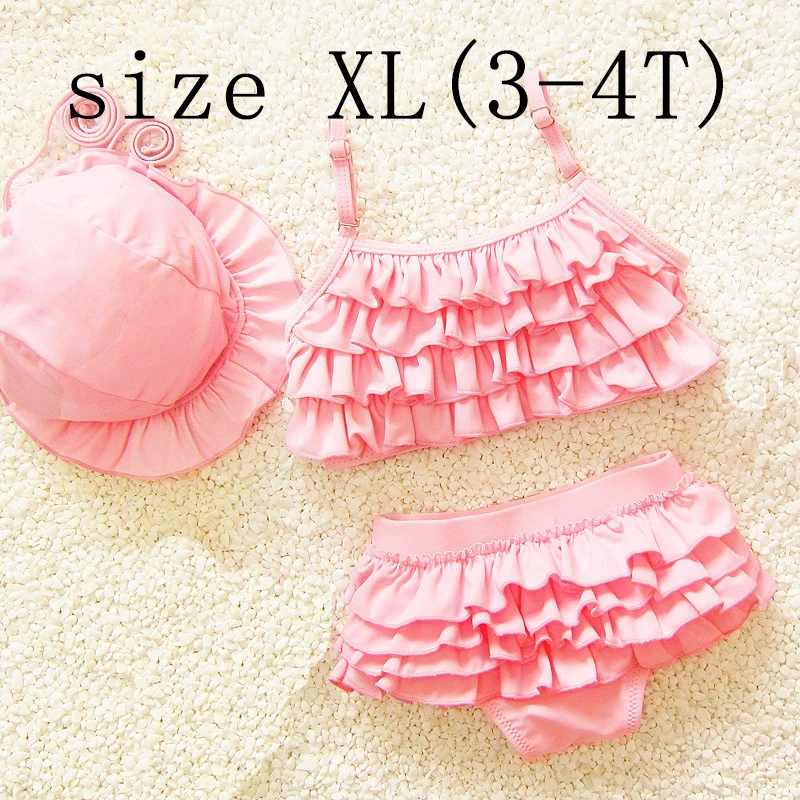 pink XL Детская одежда для купания комплект из 3 предметов, бикини для девочек г., летний купальный костюм для девочек пляжная одежда для купания купальная Одежда для девочек - Цвет: pink XL