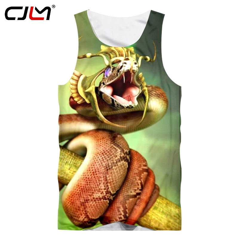 

CJLM 2019 Factory Direct Supply Original Sample Design 3D Helmet Snake Print Tank Top Oversized Vest Wholesale