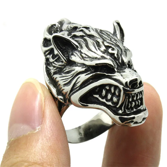 1pc Good News!! Mens Boy US Style Punk Animal Wolf Head Ring 316L Stainless Steel Fashion | Украшения и аксессуары