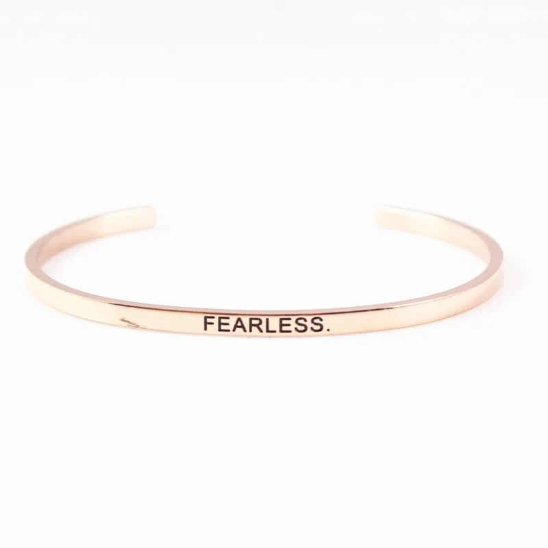 FEARLESS Модный розовый золотой браслет, ювелирные изделия, мечта дышит верой, Алоха выбирает Джой письмо Выгравированный Открытый браслет с мантрой влюбленных подарок - Окраска металла: FEARLESS