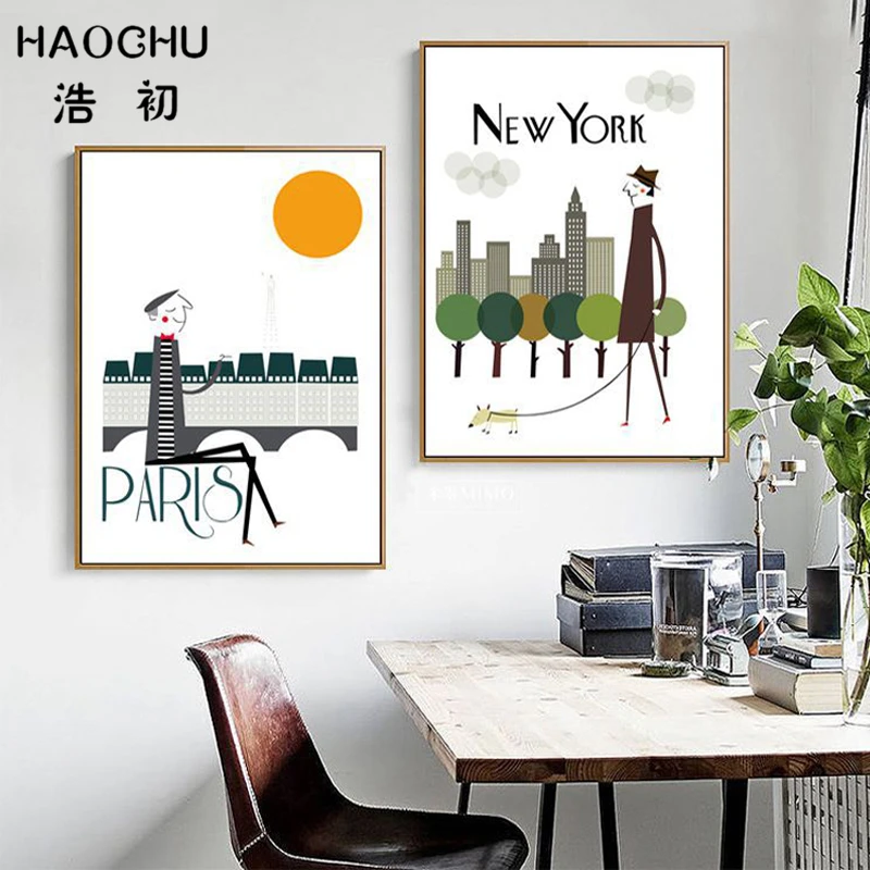 Триптих HAOCHU Современная Абстрактная Картина на холсте Лондон Париж Нью Йорк