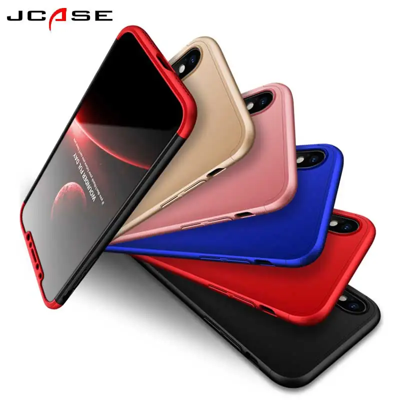 JCASE Жесткий ПК Прочный чехол для iPhone X 10 360 градусов Полная защита 3 в 1 Fundas Coque
