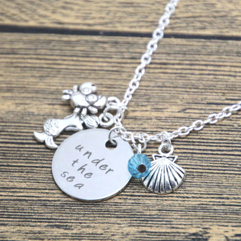 12 шт./лот ожерелье в стиле Русалочки. Под морем Серебряный тон Кристалл для женщин