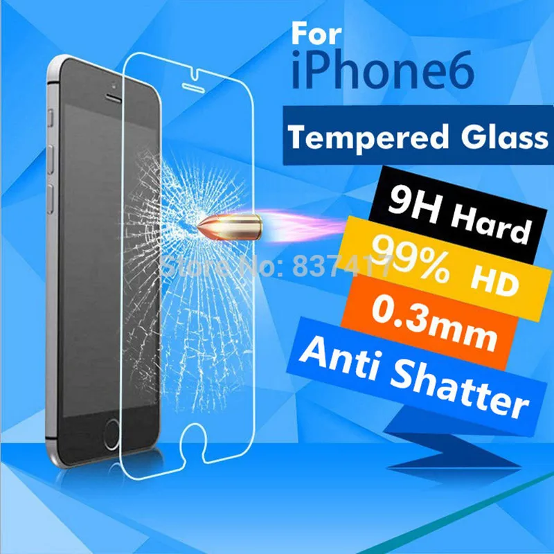 

2.5D 0,3 мм закаленное защитное стекло премиум-класса для IPhone 6 6s закаленная Защитная пленка для IPhone 6 4,7 дюймов 10 шт./лот