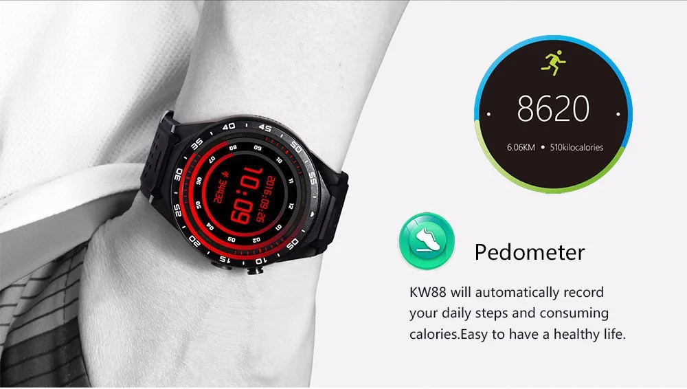 EXRIZU KW88 Android 5,1 OS Smartwatch телефон 3g gps wifi 1,3" AMOLED экран Смарт часы 2.0MP камера Датчик тяжести шагомер