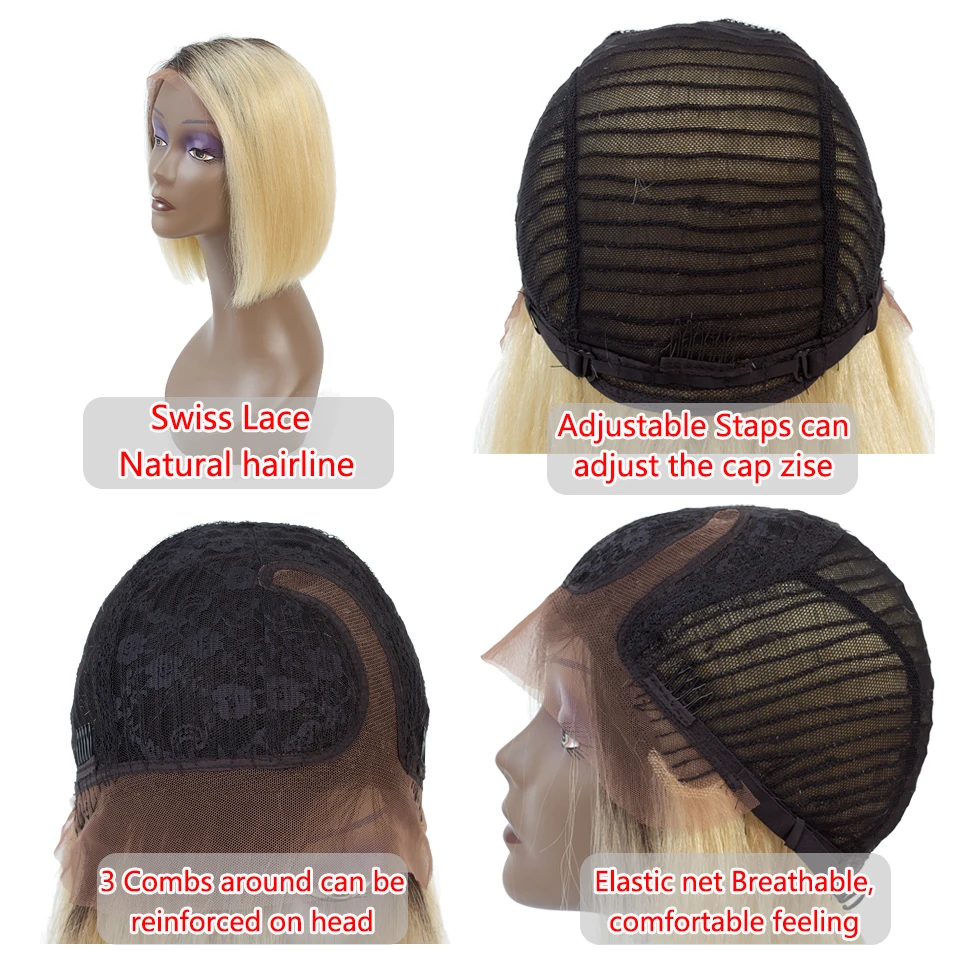 Парик HairUGo T1B 613 с эффектом омбре светлый боковой частью парик из человеческих