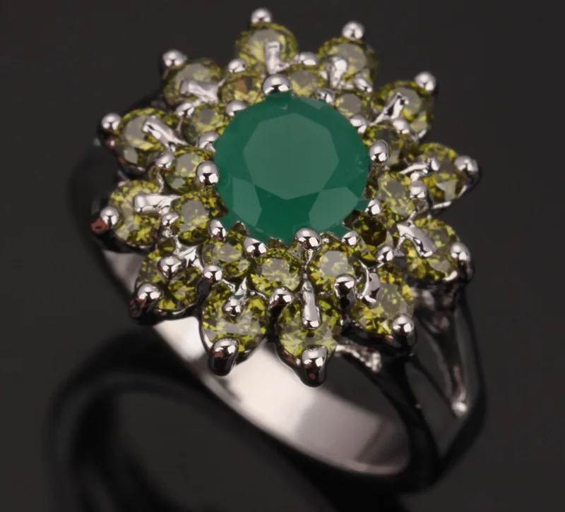 Кольцо Зеленый Перидот посеребренное серебро ювелирные изделия Размер 6 / 7 8 9 S0254 |