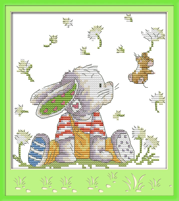 Набор для вышивки крестиком из мультфильма кролик 14 карат белый 11 набор