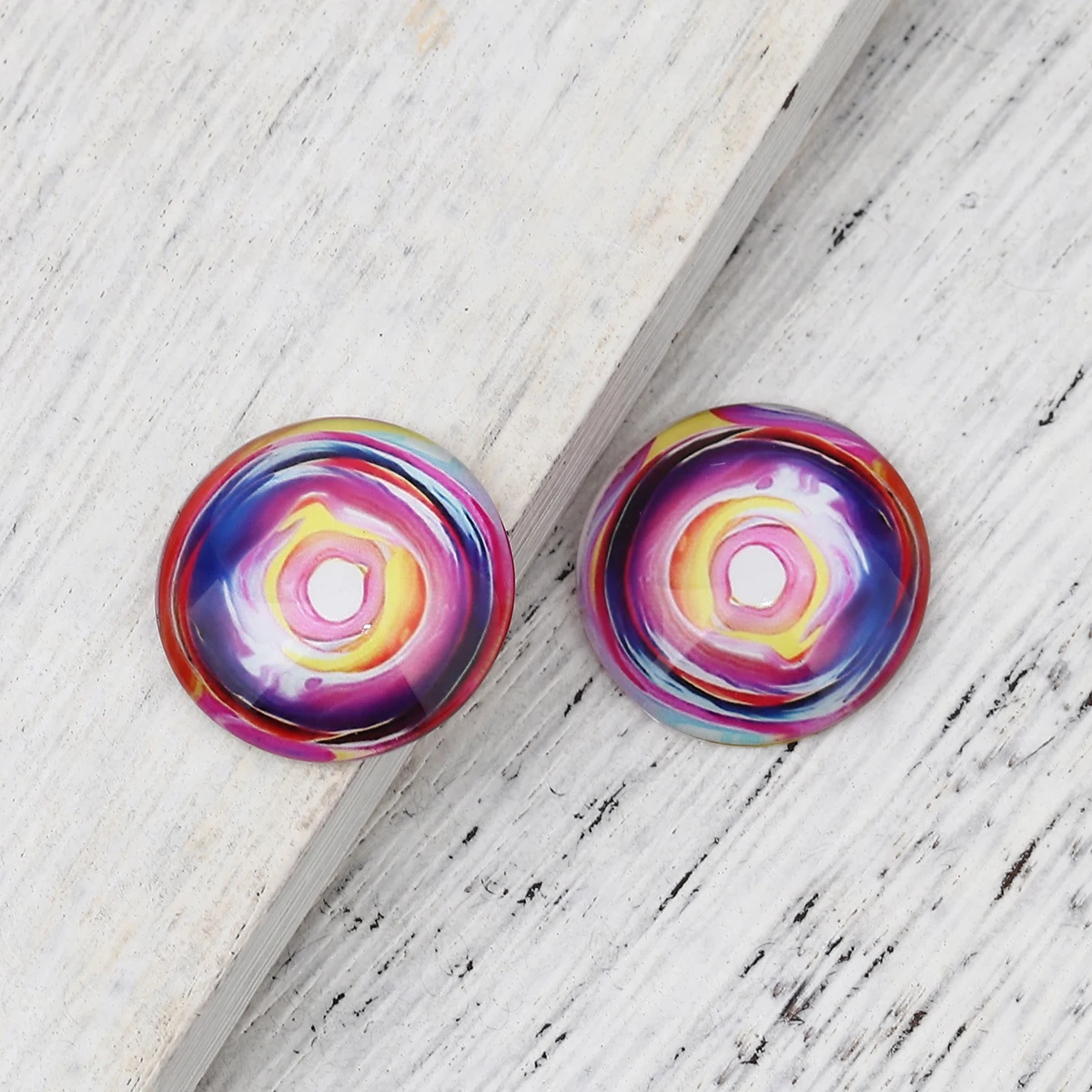 Стеклянное купольное уплотнение кабошона КРУГЛОЕ ПЛОСКОЕ заднее многоцветный