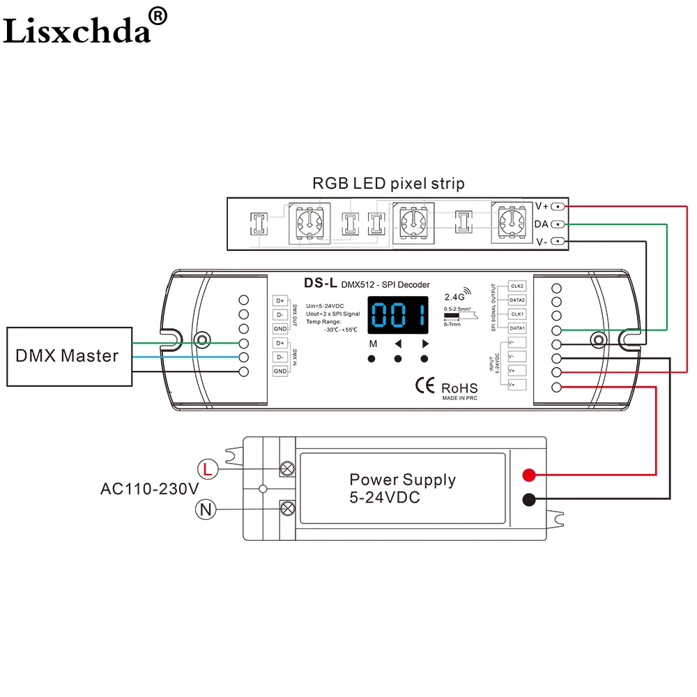 Высокое качество DC5-24V DMX512 к SPI конвертер DMX декодер поддержка 6803/8806/2811/2812/2801/3001/9813 ИС