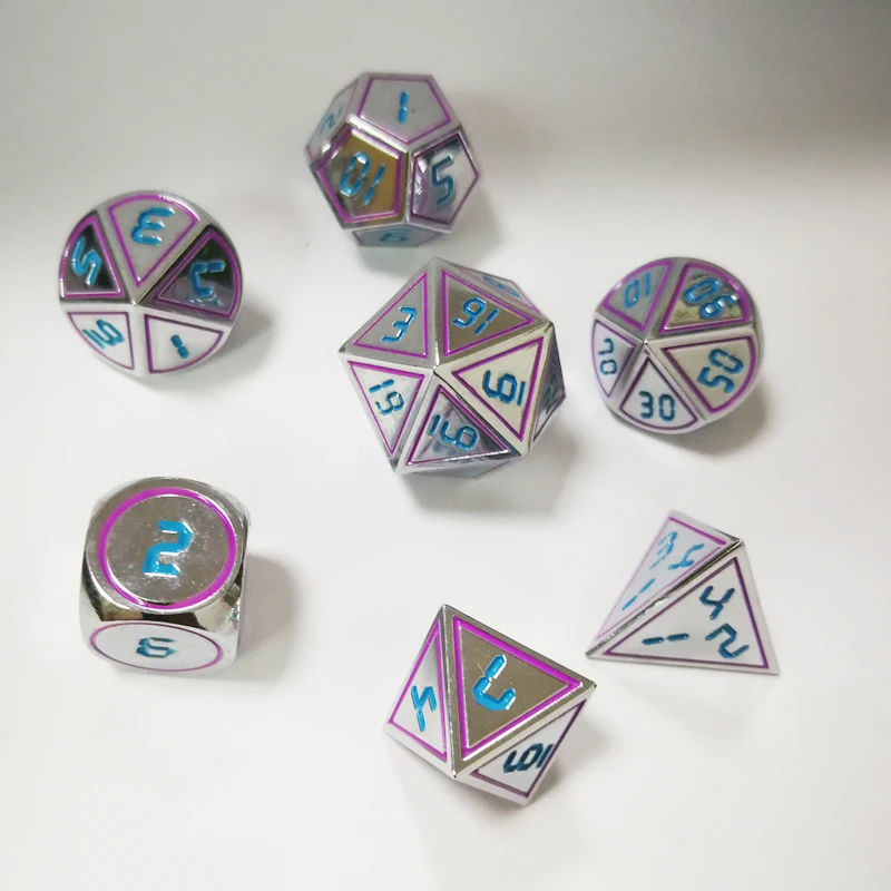 Подземелья и Драконы 7 шт./набор, креативный DND RPG игра в кости, D& D металлические кости, покрытие, цвет хрома