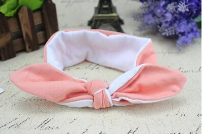 Повязка для волос с узелком кроличьи ушки двухцветная хлопковая лента бантом