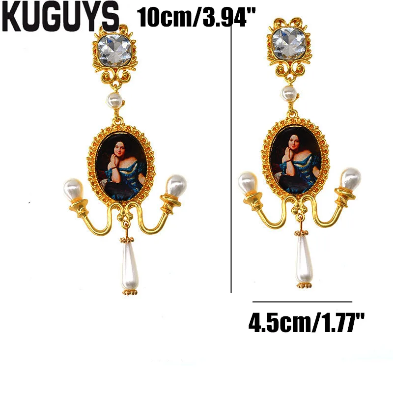 STYLE 1 KUGUYS, Винтажные серьги-кисточки с масляной росписью для женщин, трендовые ювелирные изделия, модные серьги в стиле барокко с жемчугом, аксессуары - Окраска металла: STYLE 1
