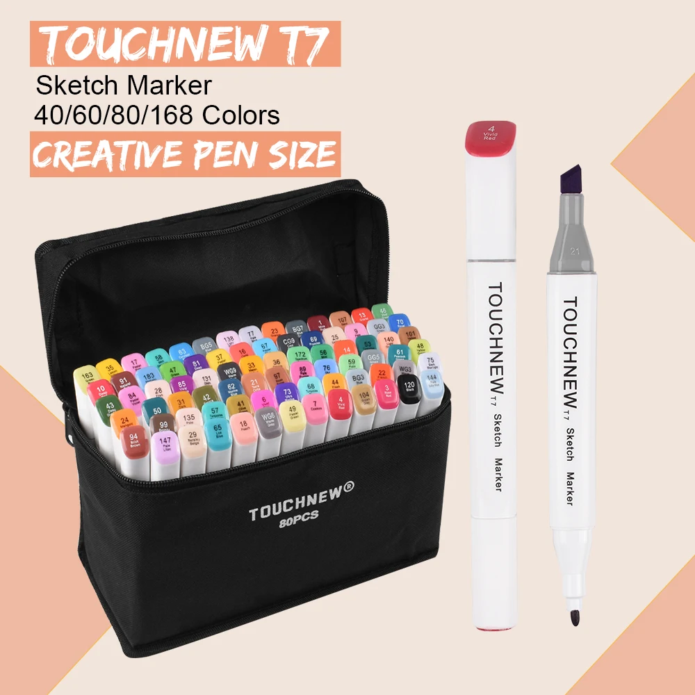TOUCHNEW T7 Двойные наконечники маркеры для эскизов Креативный дизайн 80/168 Цвет маркер