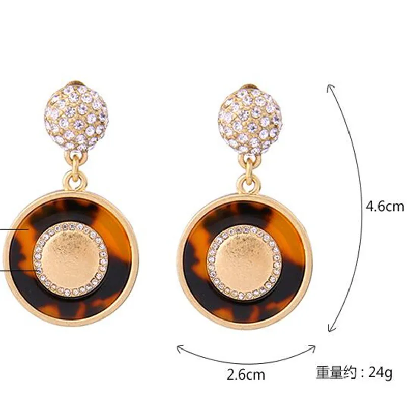 Двойной Слой Круглый Gem Leopard Кристалл Европейский Стиль Женщины Себе Падение