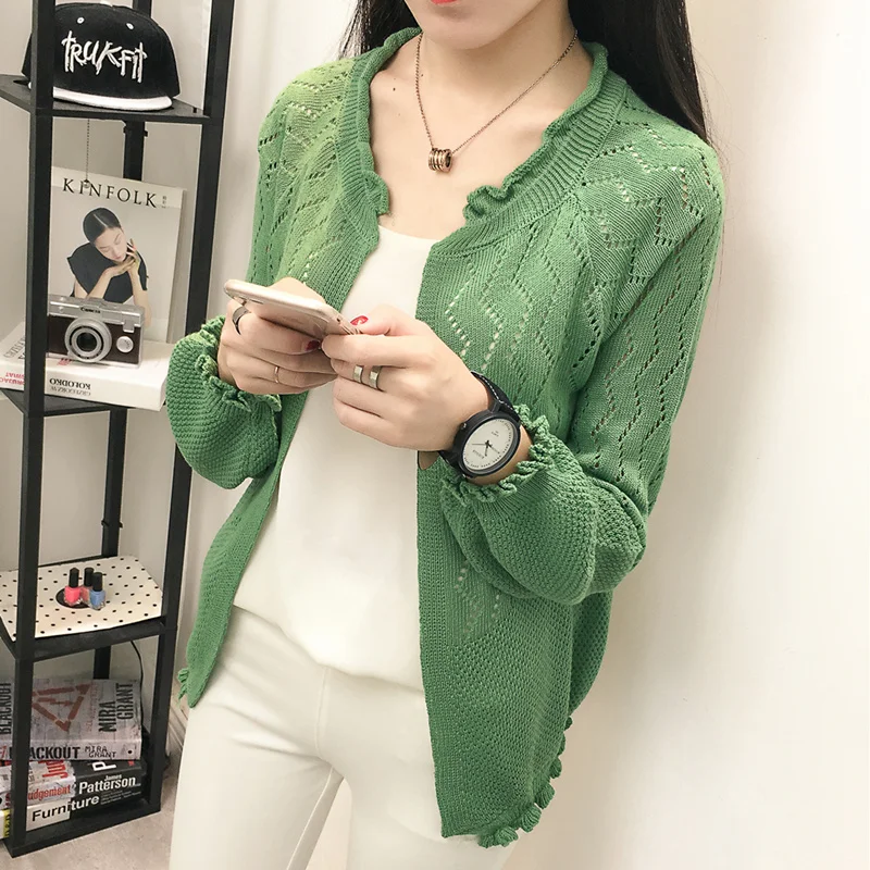 Женские весенние тонкие свитера модные плиссированные воротнички с длинным