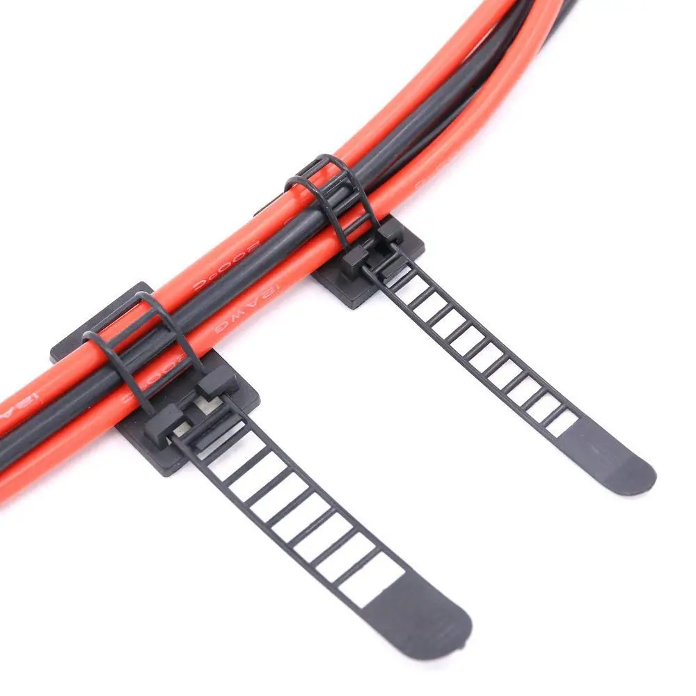 50Pcs 2 Sizes Adjustable Self-Adhesive Nylon Cable Straps Ties Cord Clamp for wire management Large and Small | Обустройство дома