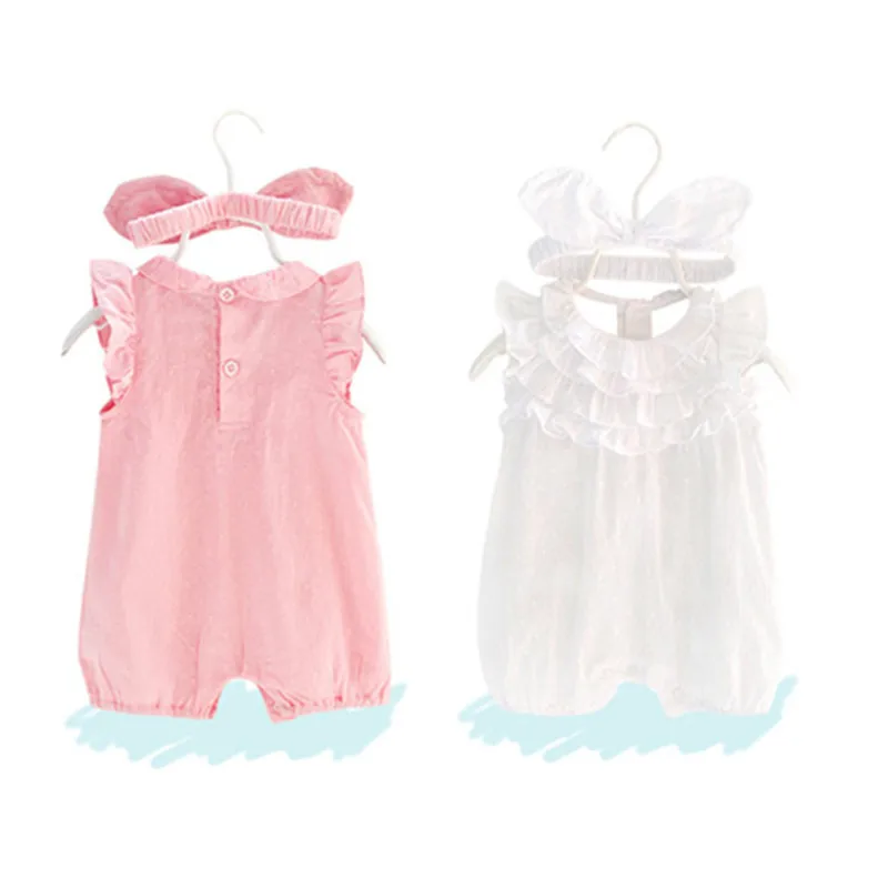 Комбинезоны для маленьких девочек с рукавами рюшами Короткий кружевной