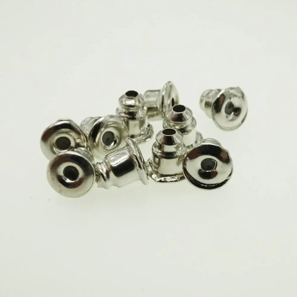 Rhodium 200 шт./лот, 5 мм, безопасная пуля, Бабочка, пробка, металлические, для изготовления женских украшений, аксессуары, сделай сам, части, затычки для ушей - Цвет: Rhodium
