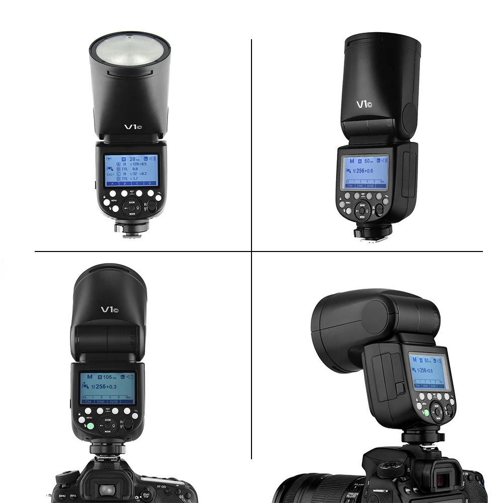 Godox V1 On-Camera Round Flash Speedlight for SONY NIKON CANON Camera R2 TTL Flashlight with AK-R1 Xpro Flash Triger