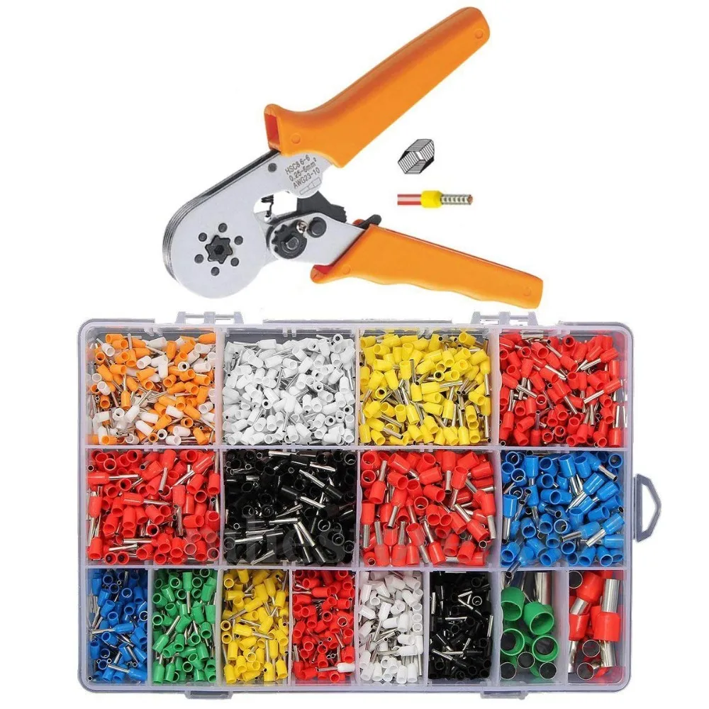 2120pcs Tube Ends Ferrule Terminals Assortment Kit Crimper Hexagon Crimping Tool