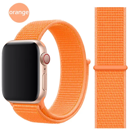 Ремешок для Apple Watch Series 4 3/2/1 полосы 38 мм 42 мм нейлон мягкая дышащая сменная Спортивная петля для iwatch 4 3 2 1 40 мм 44 мм - Цвет ремешка: orange