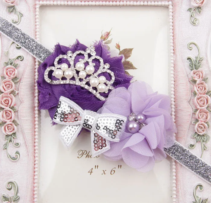 Nishine головная повязка с короной для новорожденных бант волос Шифоновый Цветок