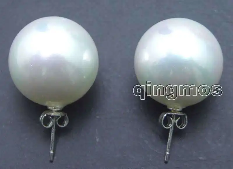 Большая распродажа 18 мм белых круглых морских жемчужных серег и из стерлингового