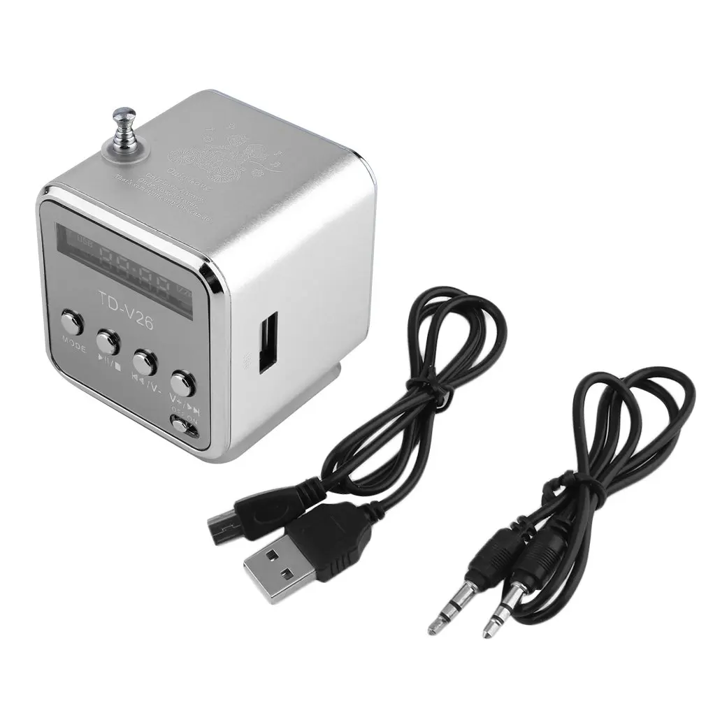 FORNORM Digital FM Radio Micro SD/TF Card Digital radio portable FM Radio Mini Multi-function Aluminum LED Display Speaker Radio