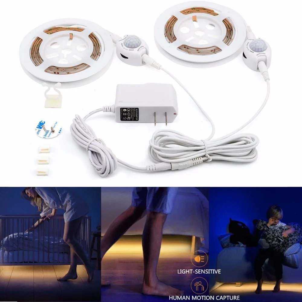 Нам нормативным стандартам Plug человека датчик света Light Кровать кровать 2835LED