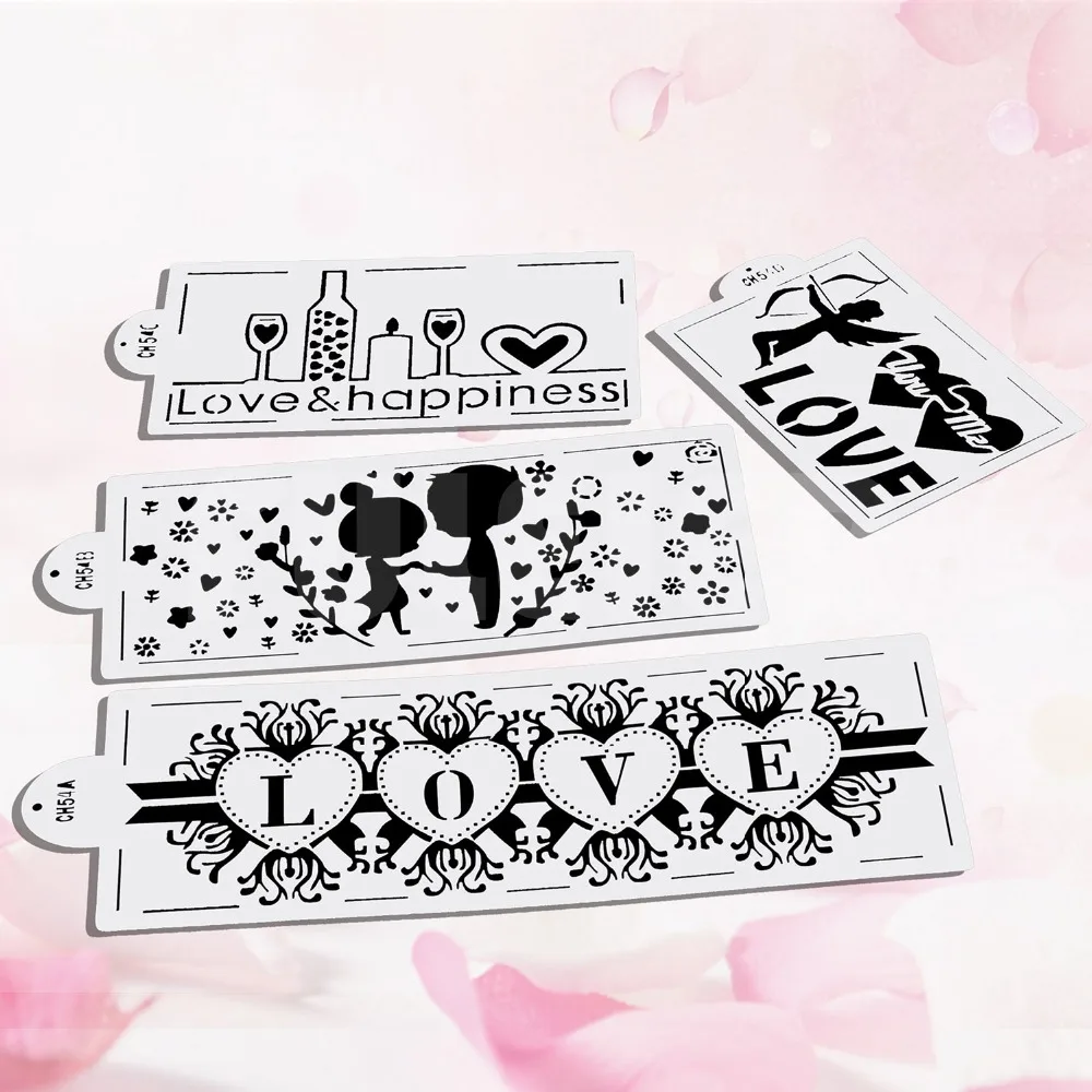 4 шт./компл. трафарет для свадебного торта кухонные аксессуары трафареты