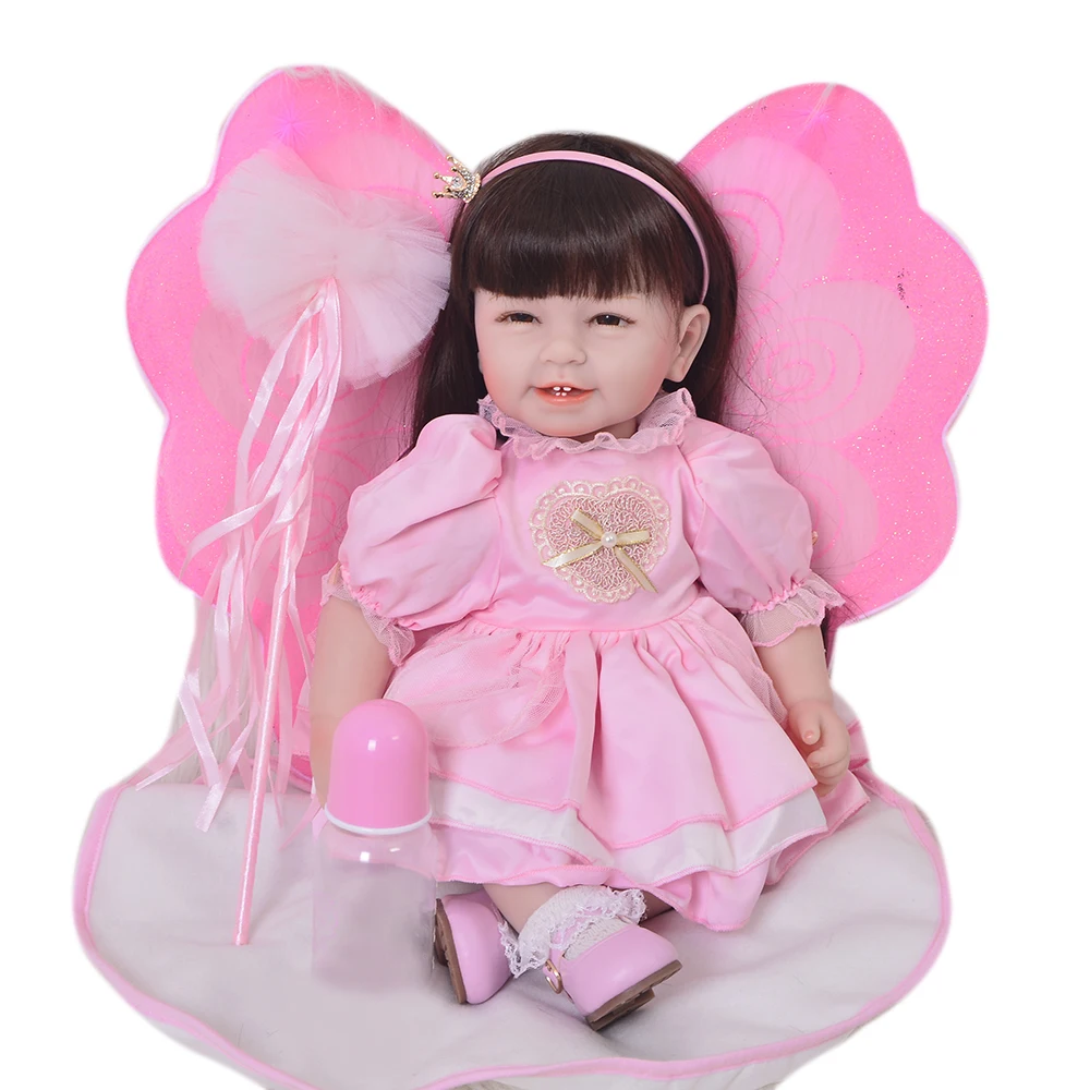 Реалистичная кукла для новорожденной девочки 22 дюйма настоящие силиконовые