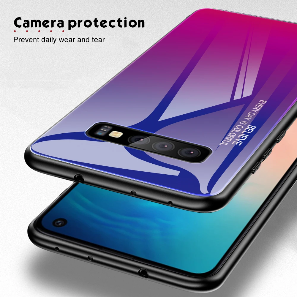 Чехол из закаленного стекла градиентного цвета для Samsung S20 Plus Ultra S10 5G Note 10 S10e Note9 Note8