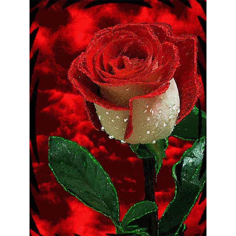 Алмазная 5D картина Fuyun ярко красная роза полная круглая мозаика распродажа