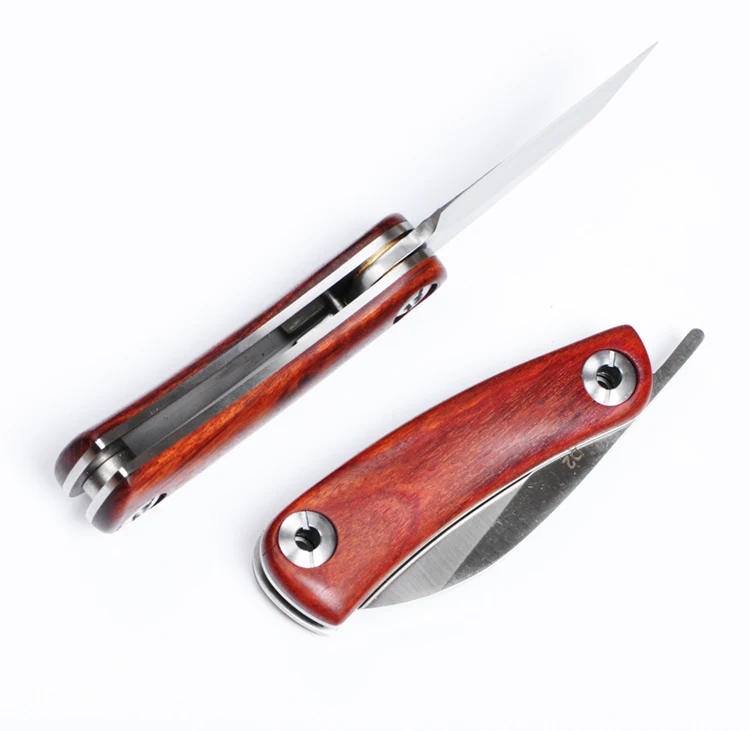 Хит продаж 59HRC D2 лезвие с натуральным желтым Палисандр Ручка Бритвы складной нож