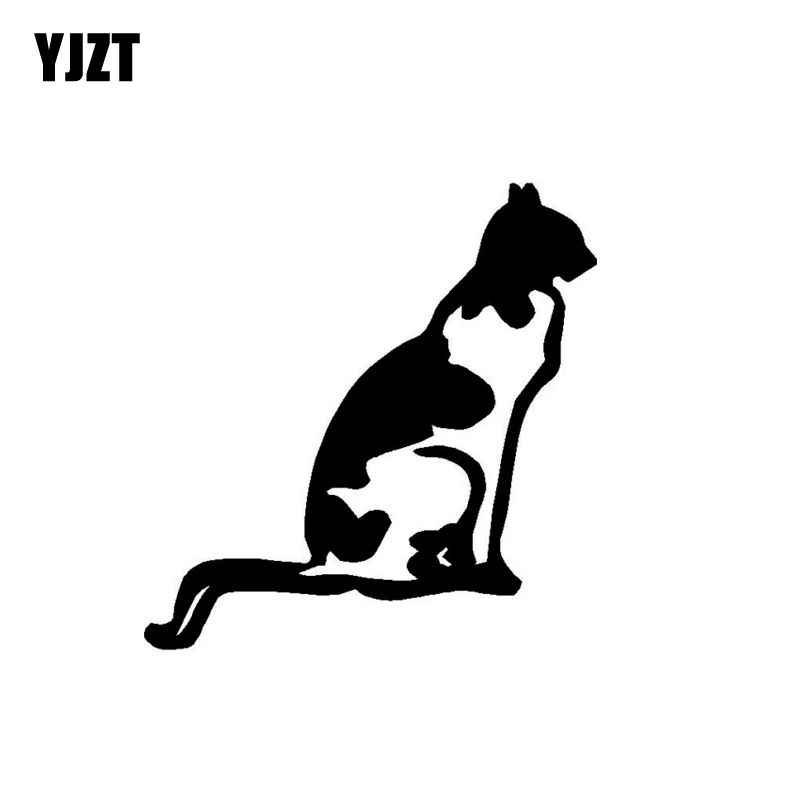 

YJZT 13CM*13.5CM Cat Car Sticker Cute Pet Vinyl Decal Black Silver C10-02477