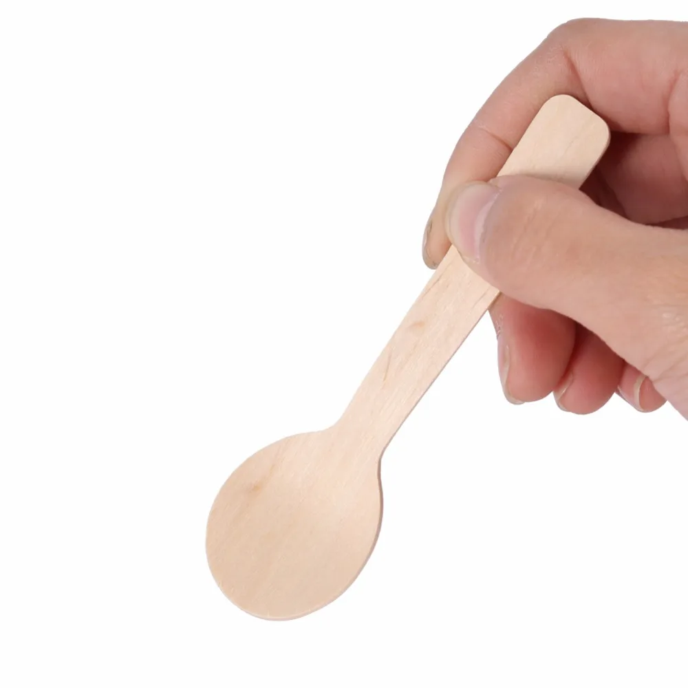 100 шт. одноразовые деревянные ложки для мороженого|wooden spoon|mini wooden spoonsspoons disposable |