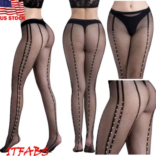 Женские сетчатые колготки со стразами 2019 | Женская одежда