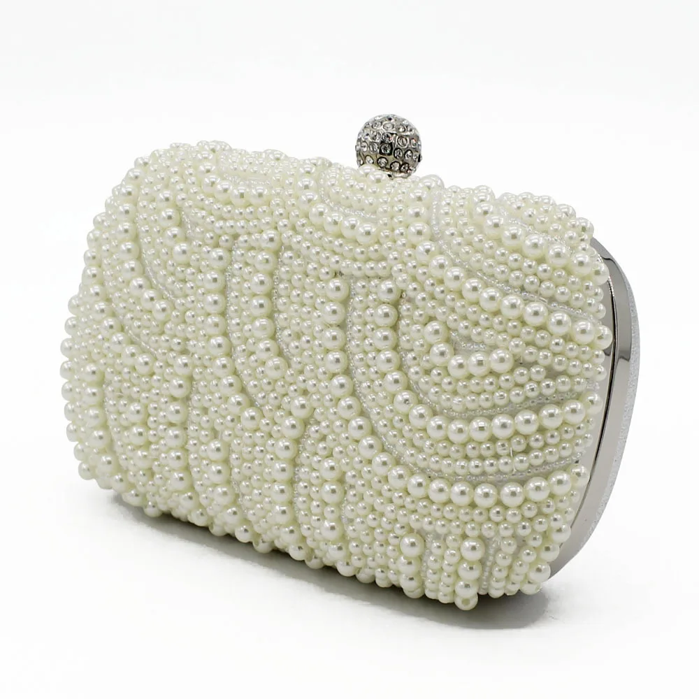 Women's Evening Beaded Bag Shandmade Clutch Pearl Handbags Rhinestones Wedding Small Party | Багаж и сумки