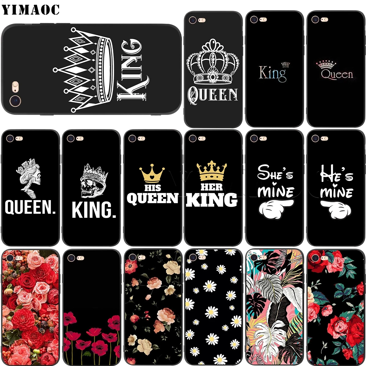 Мягкий чехол для влюбленных YIMAOC King Queen Apple iPhone SE 2020 5 5s 6 6s 7 8 Plus XR X Xs 11 12 Pro Max mini |