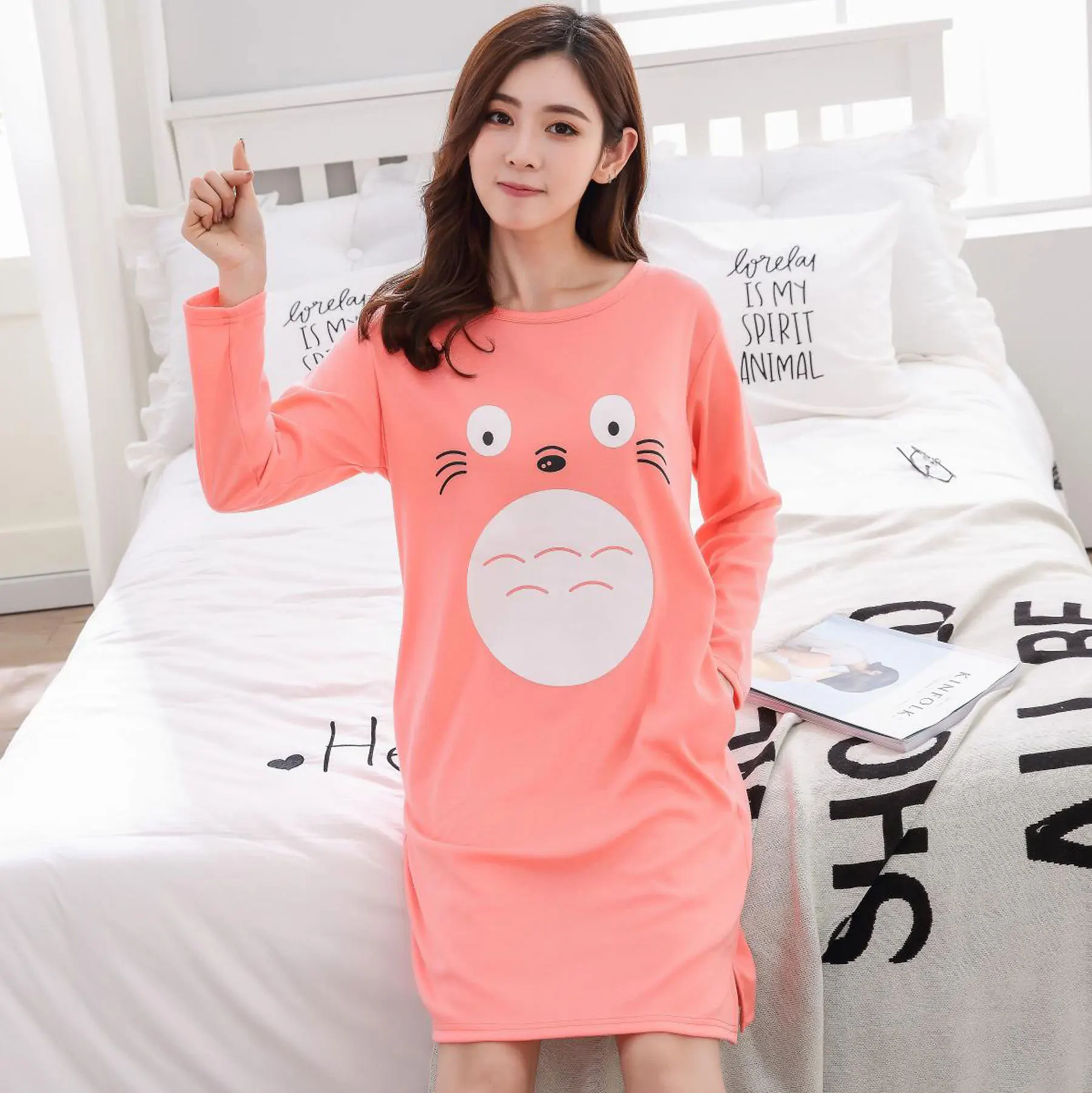 Ночная рубашка для беременных Хлопковая пижама в полоску с коротким рукавом 2019 |