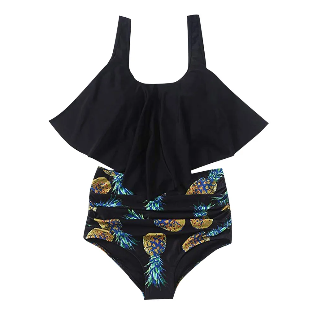 SAGACE комплект бикини гофрированный купальник с круглым вырезом Гладкий Купальник