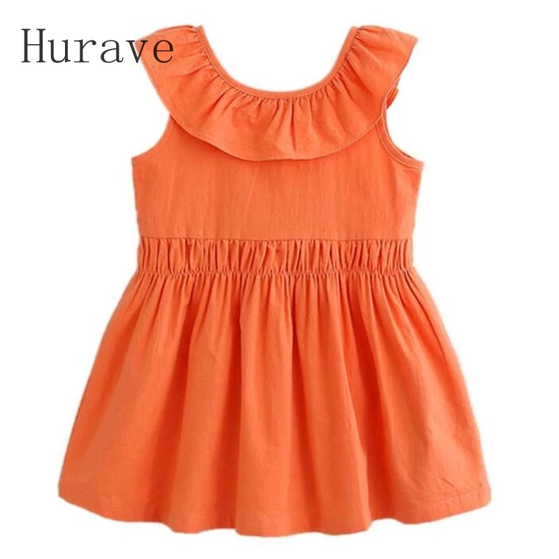 Hurave/Модное детское летнее платье одежда без рукавов для девочек платья с
