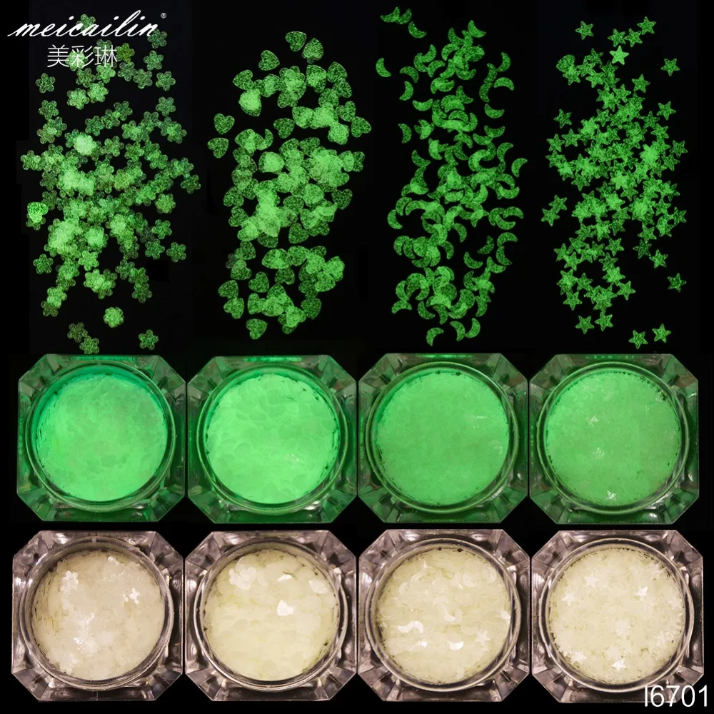 1 г/коркор. Смешанная форма флуоресцентные светящиеся Блестки для дизайна ногтей