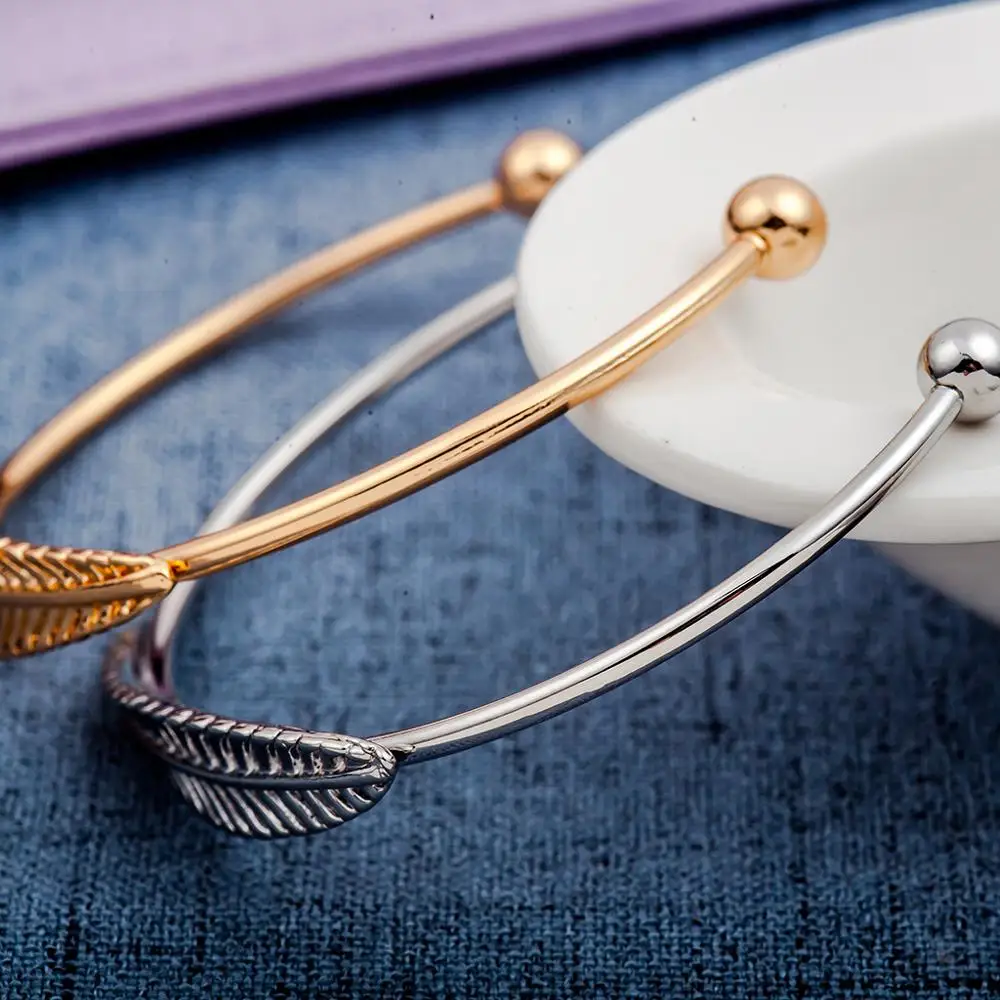 Модный простой: золото серебро сплав полый раб браслет цепочка лист