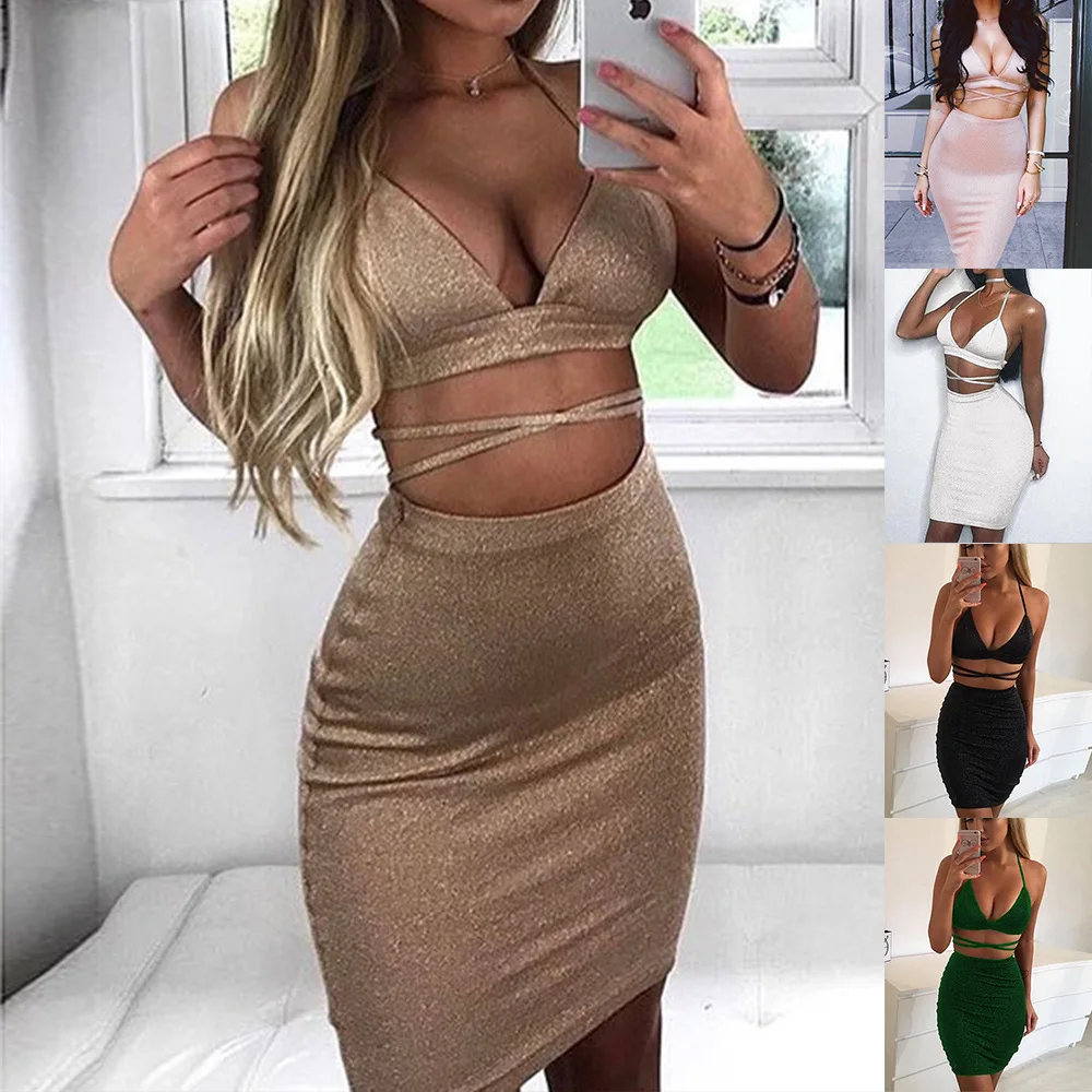 Женское платье на бретельках повседневное сексуальное Клубное для отдыха летние