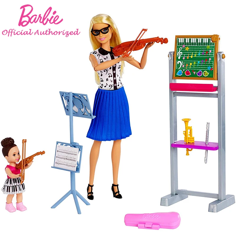 

Barbie Girl Music Teacher Doll & Playset Career Dolls Inspire kids learning Hard barbie toy Boneca Model Joint Mobility