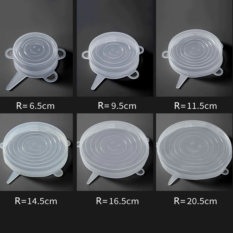 Горячая продажа 6 Размер Набор силиконовые свежие контейнеры пищевые стрейч
